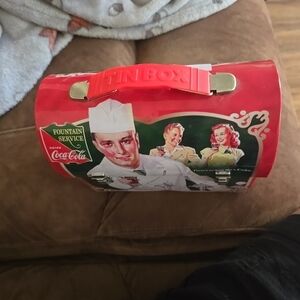 Coca-Cola Workman Tin Lunch Box Red Fountain Service Retro Carry